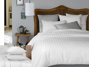 Strip Egyptian Cotton -Bed Sheet Set King Size + 2 Pillows+Side Pillow Cover)