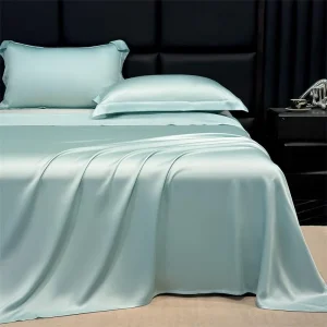 4 Pcs Satin Silk Bed Set (Ocean blue)