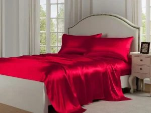 4 Pcs Satin Silk Bed Set (Red)