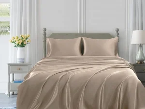 4 Pcs Satin Silk Bed Set (sand beige)