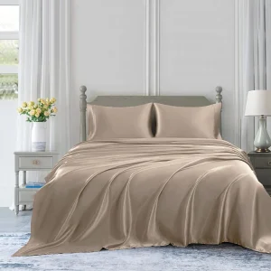 4 Pcs Satin Silk Bed Set (sand beige)